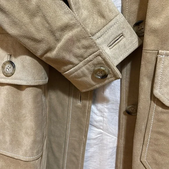 GAP Vintage Women's Camel Suede Trench Coat Size M - Picture 14 of 14